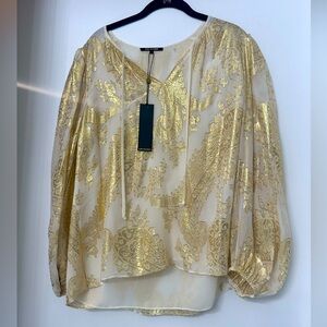 Kobi Halperin blouse with gold paisley design. New with tags never worn